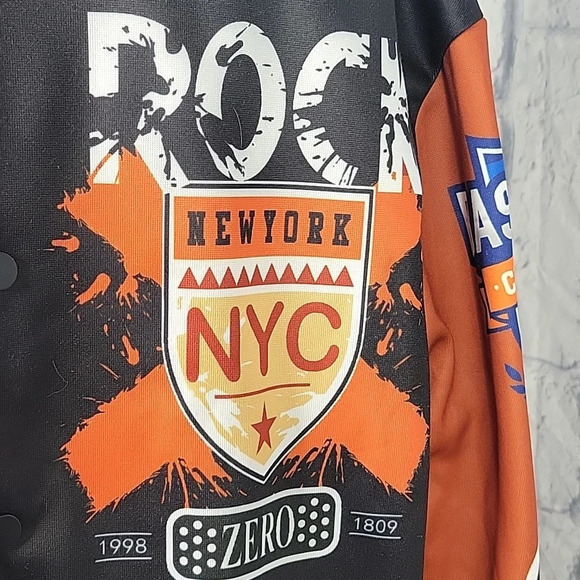 BASKETBALL Slogan Bomber‎ Varsity Jacket Size Large Chest 40 in. Lg. 27 in. - Picture 5 of 9